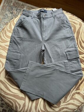 Hollister Women's Blue/Gray Cargo Pants with Utility Pockets